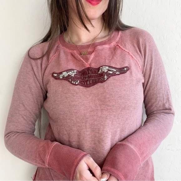 Vintage Y2K Harley Davidson Motorcycle Graphic Logo Crewneck Pullover Sweatshirt - Picture 1 of 11